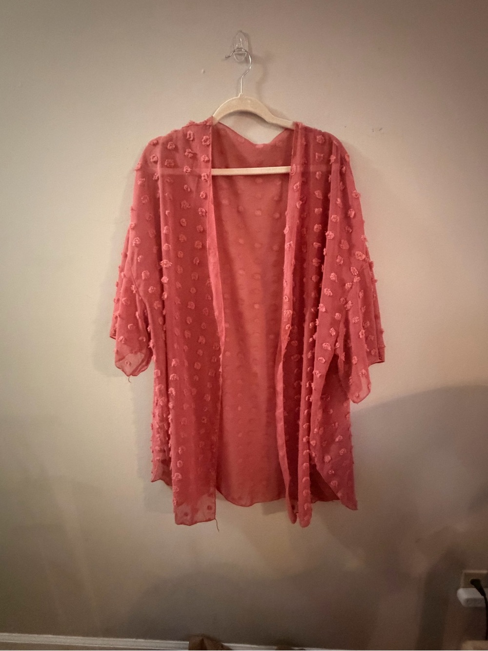 Sheer Rose Pink Pom-Pom Kimono sweater